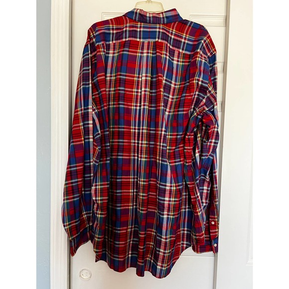 Ralph Lauren Button Down Shirt Long Sleeve Classic Fit Lightweight Red Plaid XLT - Picture 4 of 9